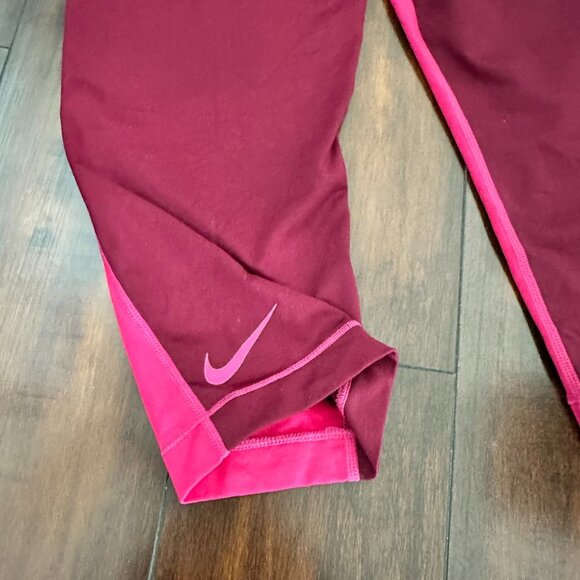 NIKE PRO fitness leggings running yoga pants M TOP Maroon Cranberry Red Pink - Picture 4 of 8
